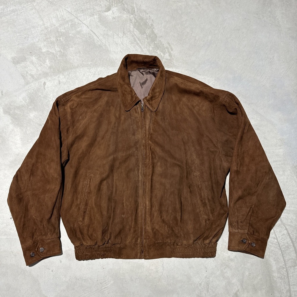 Classic Men’s Brown Suede Bomber Jacket